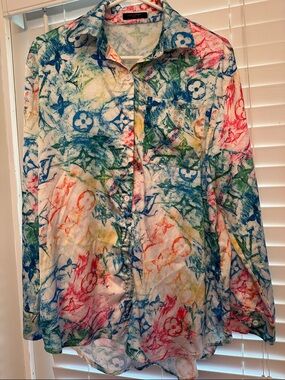 Louis Vuitton Multicolor Spray-Print Monogram Button-Down Shirt